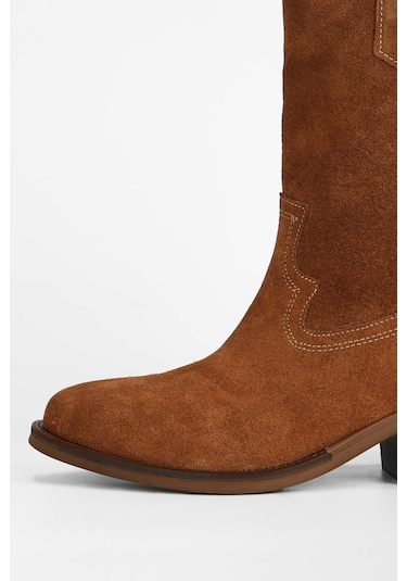 Tamer Tanca Kadın Hakiki Deri Taba Süet Western Bot 231 2068 Bn Bot Sk23/24 Taba Suet