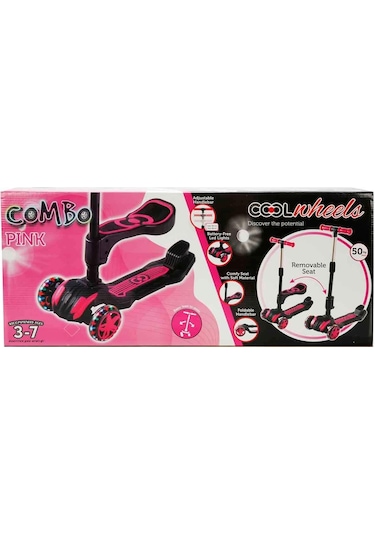 Cool Wheels Oturaklı Scooter Pembe Işıklı 50 Kg Pembe