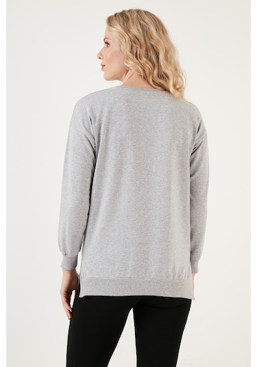 Lela Pamuklu Regular Fit Bisiklet Yaka Basic Bayan Sweat 5863569 Gri Melanj Lela Pamuklu Regular Fit Bisiklet Yaka Basic Bayan Sweat 5863569 Gri Melanj