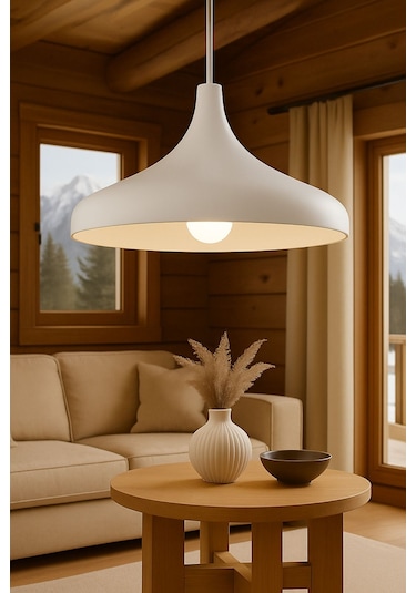 Aura Metal Tekli Beyaz Sarkıt Avize Retro Rustik Model Avize