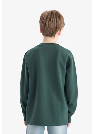 Defacto Erkek Çocuk Bisiklet Yaka Basic Düz Uzun Kollu Okul Tişörtü E9661a825augn536 Yeşil-gn536