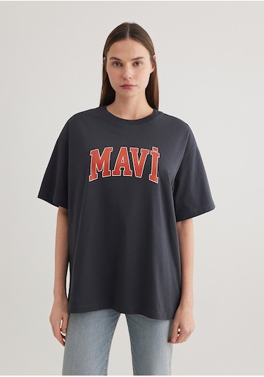 Mavi - Mavi Logo Baskılı Gri Tişört 1600843-82185 Gri