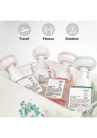 Beyaz 250 Ml Sabun Şişesi Köpük Losyonlar Doldurulabilir Şişe Çiçek Pompası Kafa Sabun Şampuan Kozmetik Kare Basit Yaratıcı Boş Şişe Beyaz