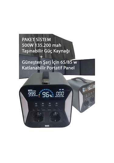 Paket Güç Kaynağı 135.200 Mah Powerbank 550w,katlanabilir Panel