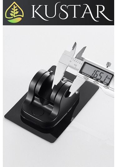 Kustar Siyah Kendinden Yapışkanlı 15 Kg Taşıyabilen Nano Duş Başlığı Askısı Mafsal Kolay Temiz Kurulum Siyah