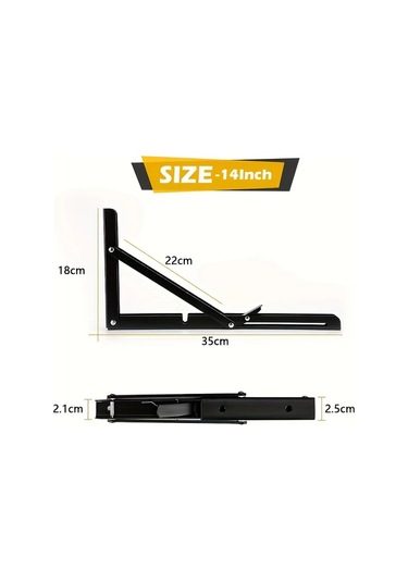 Topnotch 2 Adet Paslanmaz Çelik Katlanır Duvara Monte Masa Organizer Ahşap Raf - 14 Inç Gümüşi