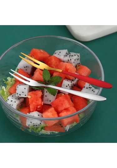 Lemestar 5 Parça Inox Salata Çatalı Seti - Altın Kaplama, Hafif Ve Dayanıklı, Günlük Mutfak Kullanıma Uygun Gümüş