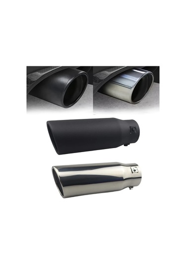 Besthome1 Siyah Renk 2.5 İnç Giriş 3 İnç Çıkış 22cm Paslanmaz Çelik Oto Egzoz Ucu