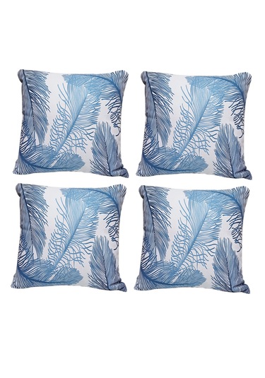 Modern Tarz Dijital Baskılı 4 Lü Dekoratif Kırlent Kılıfı Seti 43x43 Cm Şık Ve Renkli Tasarımlar Mavi - Beyaz