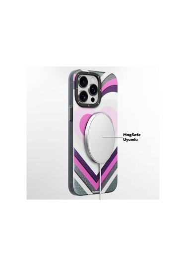 İphone 14 Pro Max Uyumlu Kılıf Magsafe Şarj Özellikli Youngkit Star Dazzle Serisi Kapak Pembe
