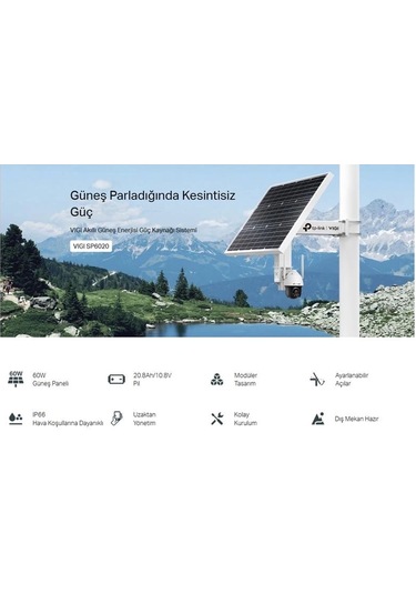 Ontech - Tp-lınk Vıgı Sp6020 20.8ah/10.8v 60w Akıllı Güneş Enerjisi Besleme Sistemi