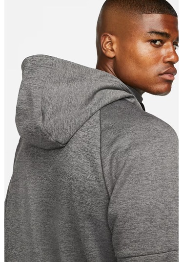 Nike Therma Fit Full Zip Hoodie Erkek Kapüşonlu Termal Fermuarlı Sweatshirt Antrasit Antrasit