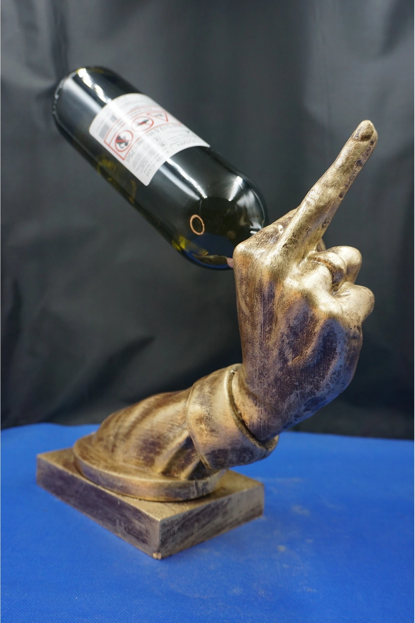 Özel Tasarım Şaraplık Yağdanlık Nh. Biblo Heykel Ev Dekorasyon Hediyelik Aksesuar 27 Cm Altın