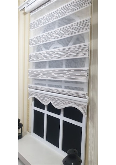 Zebra Stor Perde Efektli Etek Dilimli St 033 Ekru