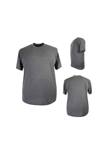 Erkek 72 Kilo-200 Kilo Arası İçin Uygun Bisiklet Yaka Düz Tişört Antrasit