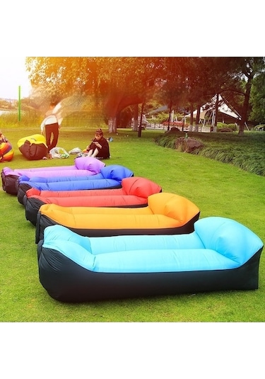 Ankatek Şişme Koltuk, Baş Destekli Hava Yatağı, Kamp & Açık Hava İçin Taşınabilir, 1 Kişilik, Turuncu Turuncu Turuncu