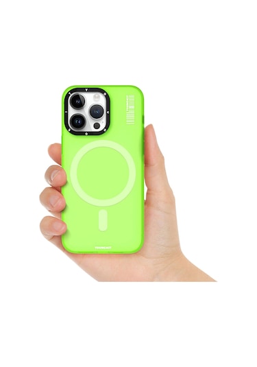 iPhone Uyumlu 15 Pro Max  Kılıf Magsafe Şarj Özellikli Youngkit Hidden Sand Serisi Kapak Yeşil
