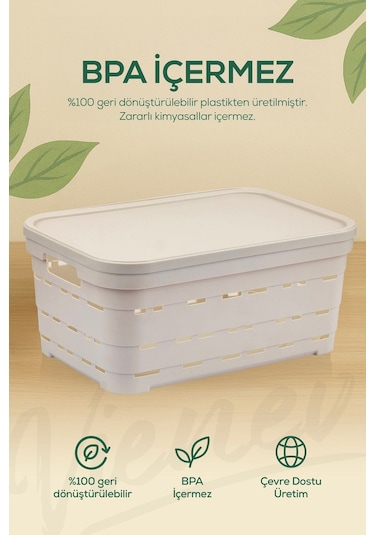 4'lü Kapaklı 10,8 Litre Delikli Saklama Kutusu Antrasit Antrasit