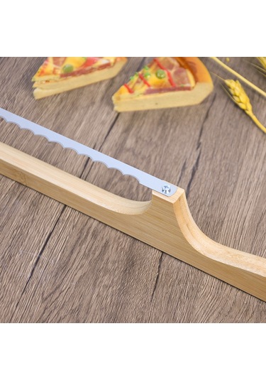 Suofeng Stainless Steel Gevşek Kırıntı Serrated Ekmek Dilimi, Ayarlanabilir Bıçaklı Ahşap Kollü Mutfak Kesici Aracı 40cm Ahşap