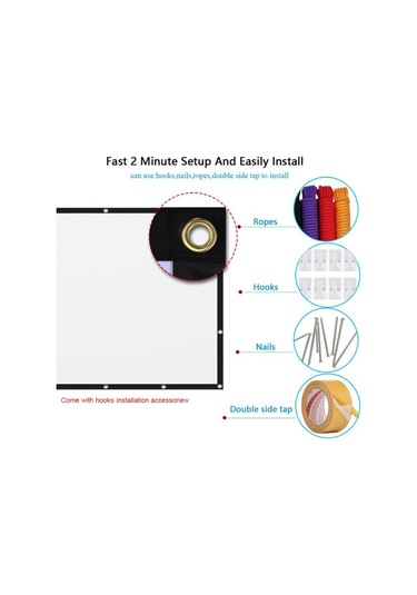 Lemestar 150 İnç Projeksiyon Ekranı 16:9 Hd Katlanabilir Taşınabilir Projeksiyon Ekranı K Çok Renkli-9