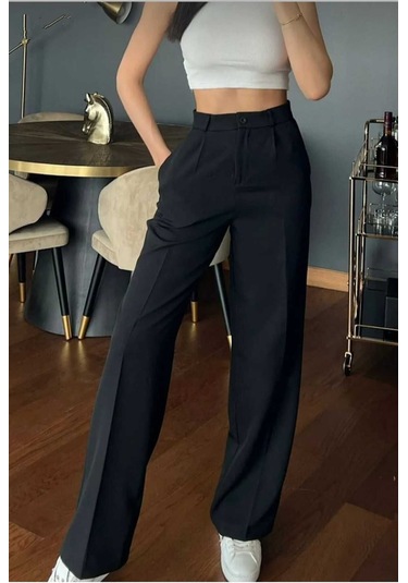 Back Kadın Siyah Çımalı Palazzo Pantolon Oversize Kesim Çımalısiyah20 Siyah