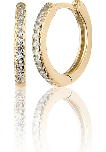 Zanaatsilver 925 Ayar Gümüş 14k Altın Kaplama Halka Küpe 17  MM