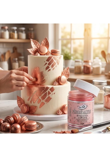 Metalik Toz Boya Rose Gold 10 Gr Yenilebilir Pasta Dekor Tozu