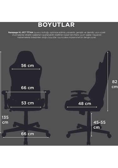 Rampage KL-R17 Titan Gaming Oyuncu Koltuğu Kırmızı - Siyah