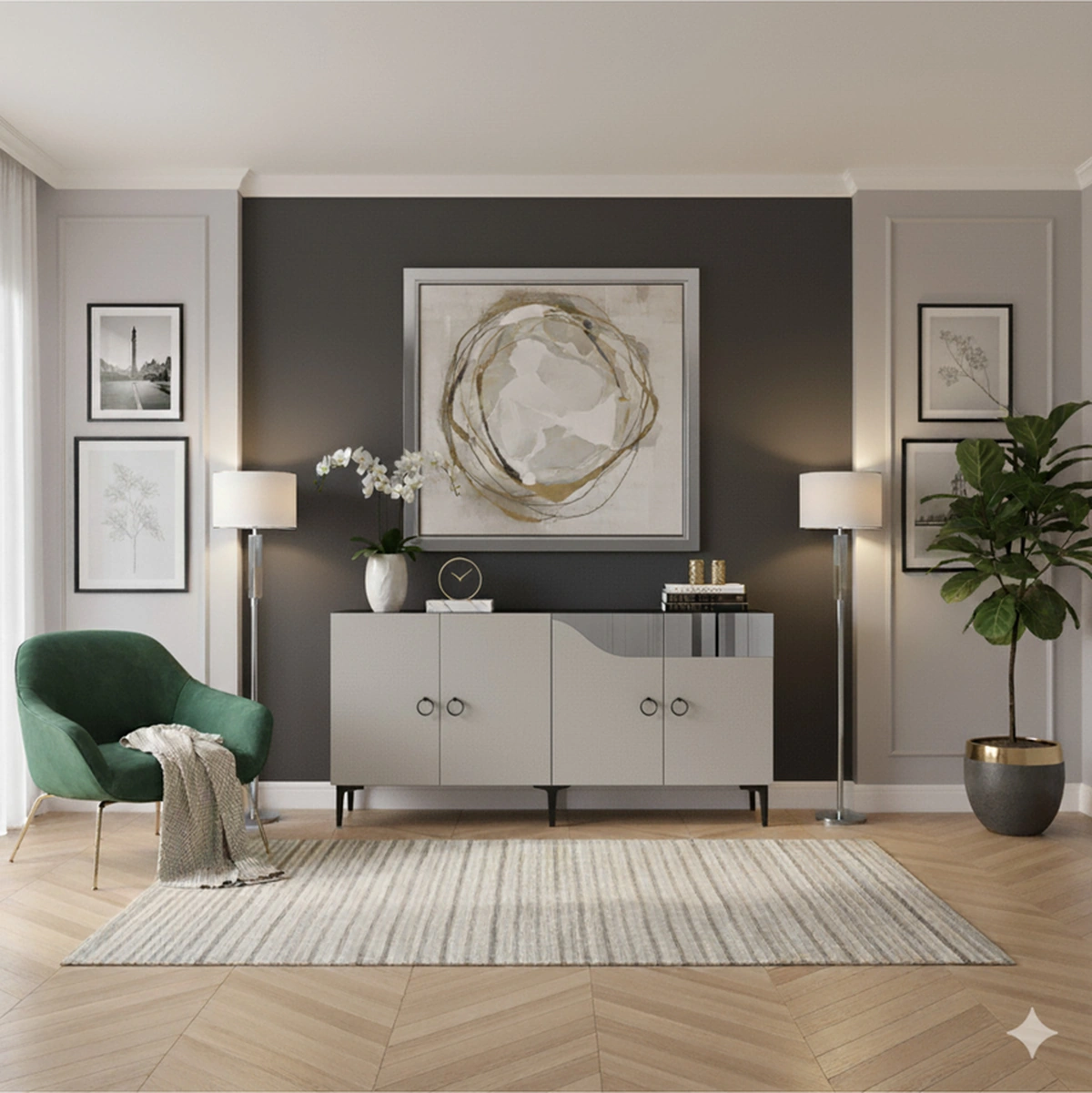 Ka1514bs Gama150 Konsol, Kahve Köşesi, Tv Sehpası Beyaz-sılver 150cm Beyaz