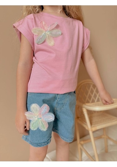 Jolly Kids Kız Çocuk Kot Jean Şortlu Badili Takım Pembe Jolly Kids Kız Çocuk Kot Jean Şortlu Badili Takım Pembe