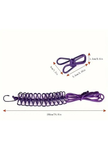 Buffer Çamaşır İpi 12 Mandallı Klipsli Lastikli Çamaşır Mandallar