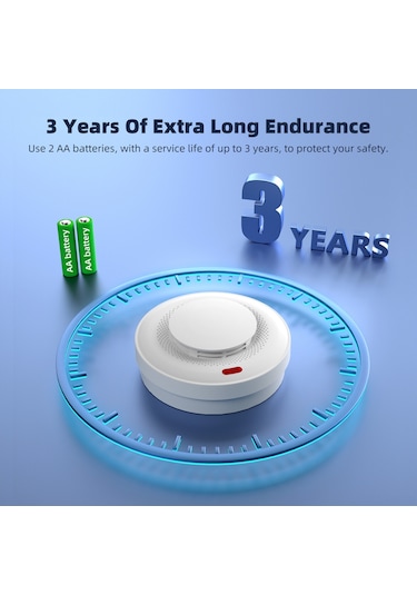 Ximistore9 Yüksek Hassasiyetli 360 Tespitli Kablosuz Duman Dedektörü, Sesli Ve Işıklı Alarm