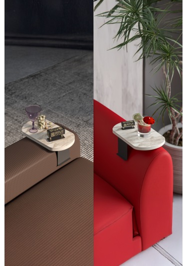 İkili Yan Sehpa Ayarlanabilir Tepsi Oval Dekoratif Efes