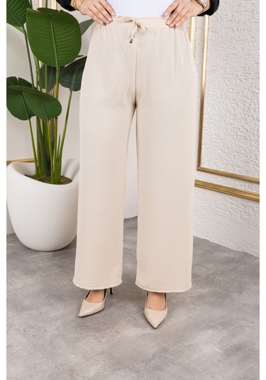 Beli Lastikli Salaş Ayrobin Pantolon - Vizon / A0103 Vizon