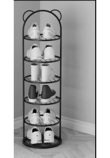 Trendesk Metal Çok Amaçlı Raf 6 Katlı Siyah Ayakkabılık 105*30*14 Siyah