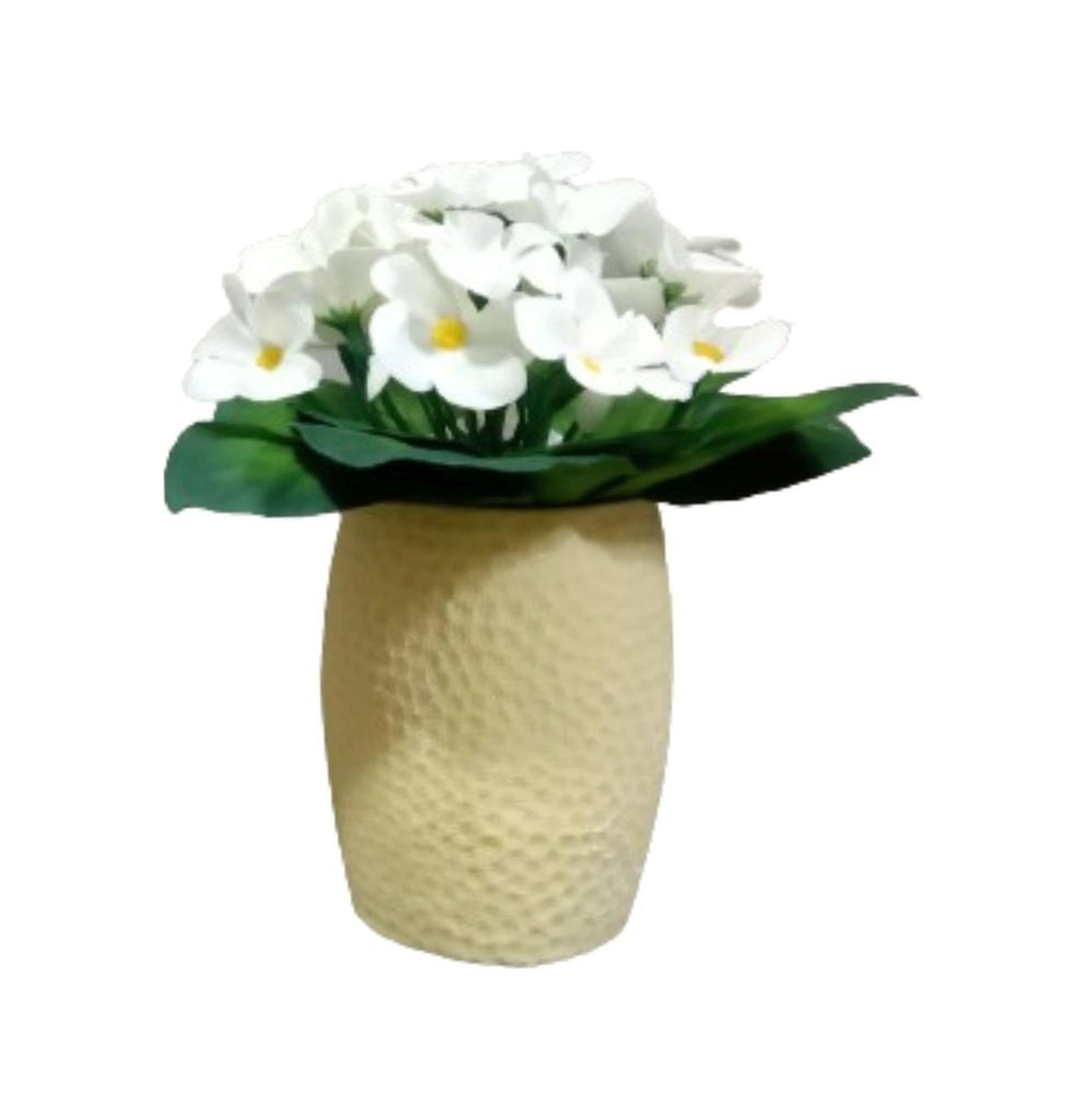 2 Adet Vazo Dahil,vazoda Çiçek,beyaz Yapay Çiçek,vazo Sarı Petek Desenli Poliresin 8x8x15cm Çok Renkli