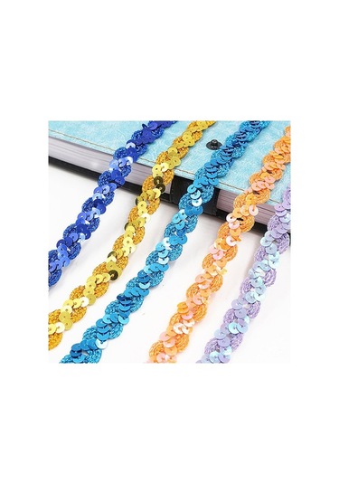 Novahub Zp0003015 Dalga Payet Dantel Kemer, 25m Uzunluk, 1.5cm Genişlik, Parıltılı Altın Diy Aksesuar