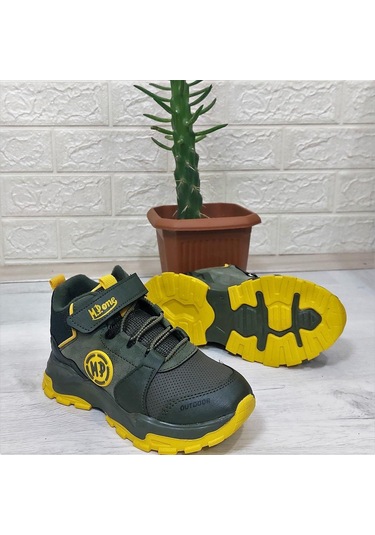 M.p One 3139 Haki - Sarı Fuspetli Cırtlı İçi Polar Erkek Çocuk Bot 001