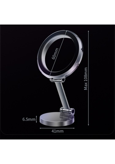 G118 1080 Derece Dönen Katlanır Manyetik Telefon Tutucu Pano Vantuz Araç Montajı Gri