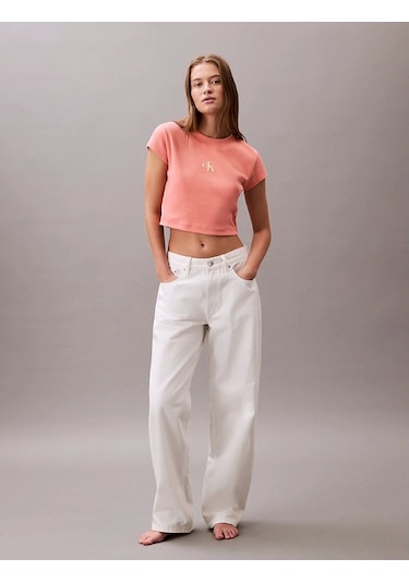 Calvin Klein Monogram Baby Tee Kadın Pembe T-shirt Lv047ab802-vdw Turuncu