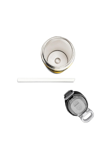 Coral High Kids Sarı Siyah Robot Desenli Pipetli Ve Direkt İçim Çelik Termos 500 Ml 31862 Sarı - Siyah