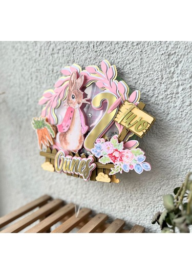 Peter Rabbit Tavşan Temalı Kız Çocuk Doğum Günü İsme Özel 3d Pasta Süsü Cake Topper Çocuk