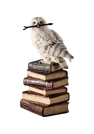 Kitap Yığını Üzerindeki Sihirli Değnekli Hedwig Kar Baykuşu Biblosu / Küçük Boy