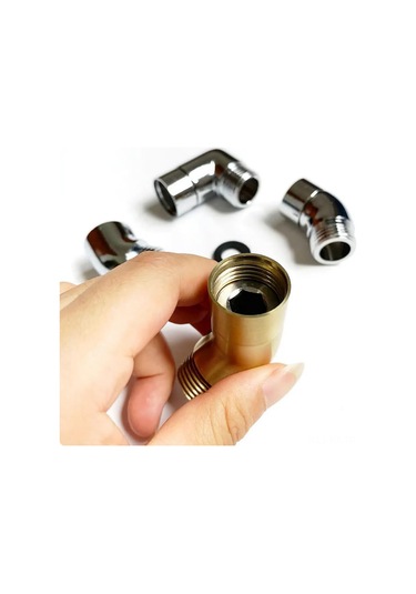 Kangvka Banyo Duşu Kolu Açısı Değiştirici 90 Derece Bakır Adaptörü - G 1/2" Bağlantı, 360 Döner, Basıncı/kanatmayı Engellemez, Araçsız Kurulum