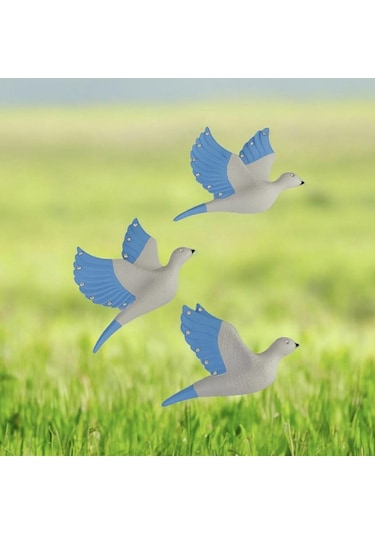 Dekoratif Üçlü Kumru Kuş Duvar Dekoru Süs 17 12 Cm Mavi Renk 3 Lü Set