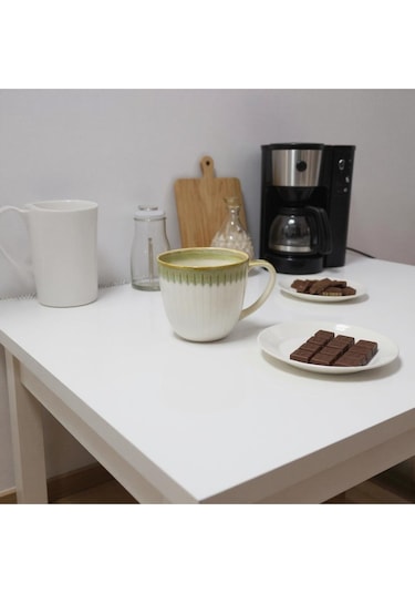 Vintage Seramik Kahve Kupası Kahverengi-beyaz