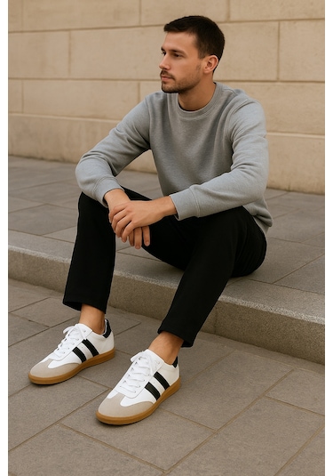 Bilba Erkek Hakiki Deri 6 Cm Boy Uzatan Spor Ayakkabı Beyaz