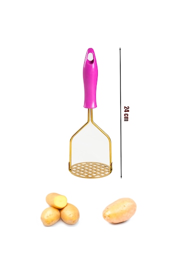 Porsima Paslanmaz Metal Patates Ezici Patates Ezeceği 24cm Fuşya