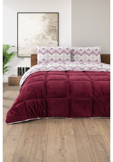 Battal Wellsoft Yorgan Çift Taraflı Yastık Kılıflı 215x235 Cm Bordo