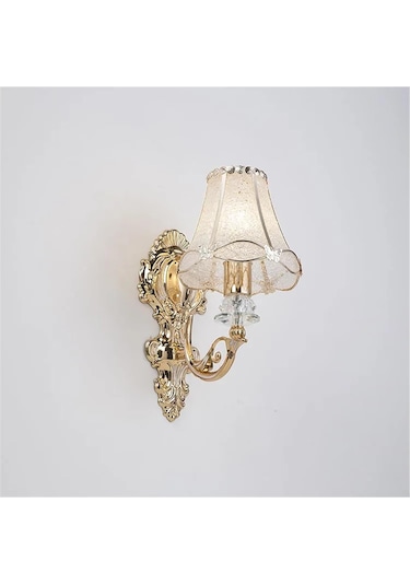 Avrupa Petal Duvar Lambası Başucu Altın Tek Başa Tv Tv Arka Plan Yatak Odası Yaşam Koridoru Merdiven Işık Sıcak Işık Altın